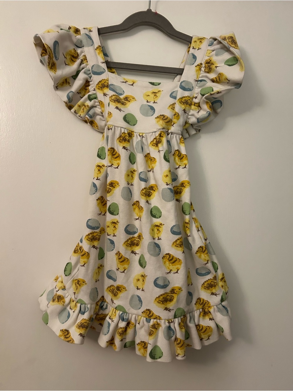 Kate Quinn Girls' Ruffle Dress Chicks and Eggs Print | 4T